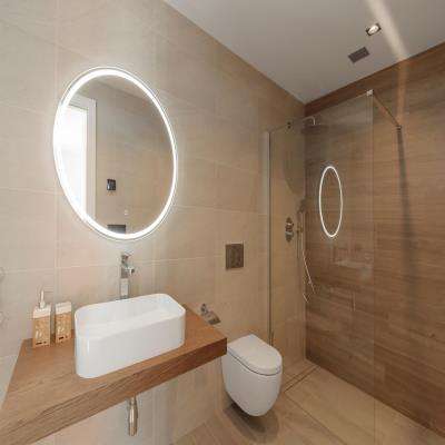 Contemporary Bathroom Design with Beige Wall