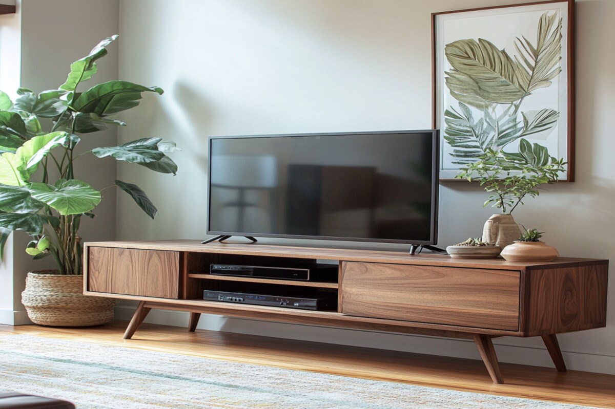 Canadian Walnut Mid-Century Modern TV Unit Design