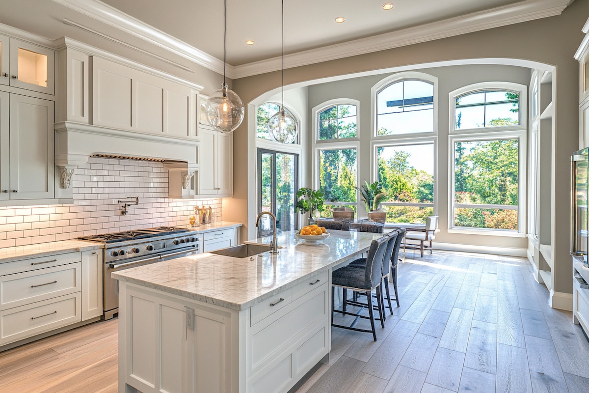 White Ceramic Subway Kitchen Tile Design