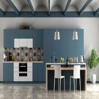 Blue and White Kitchen Tiles in Glossy Finish