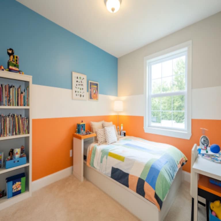 Modern Tri-Toned Wall Paint Design For Kids Bedrooms