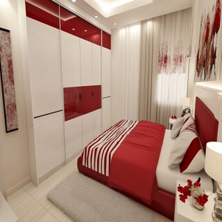 White and Red 5-Door Modern Swing Wardrobe Design