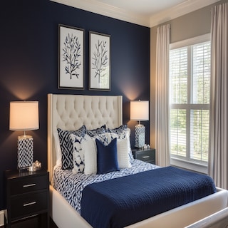 Modern Navy Blue Bedroom Wall Paint Design