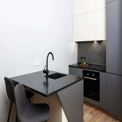 Dark Grey Small Modern Kitchen