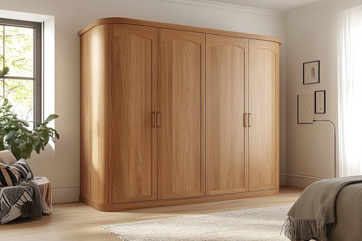 Classic 4 Door Oak Endgrain Swing Wardrobe Design