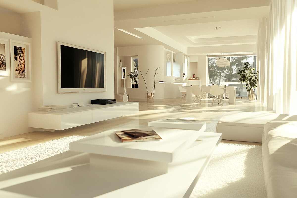 Modern TV Unit Design with White Base Unit