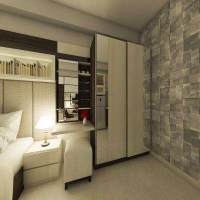 Master Bedroom Design with a Brick Wallpaper