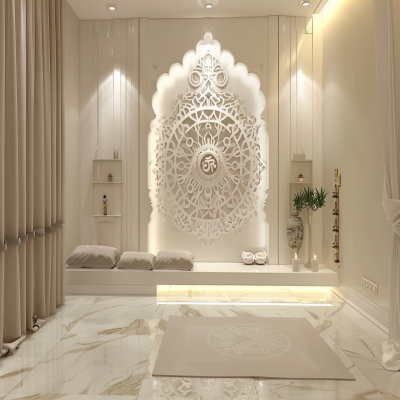 Modern Pooja Room Design With Om Mandala