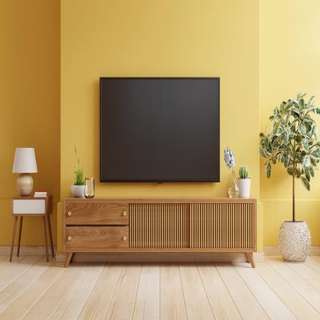 Industrial TV Unit Design in Yellow