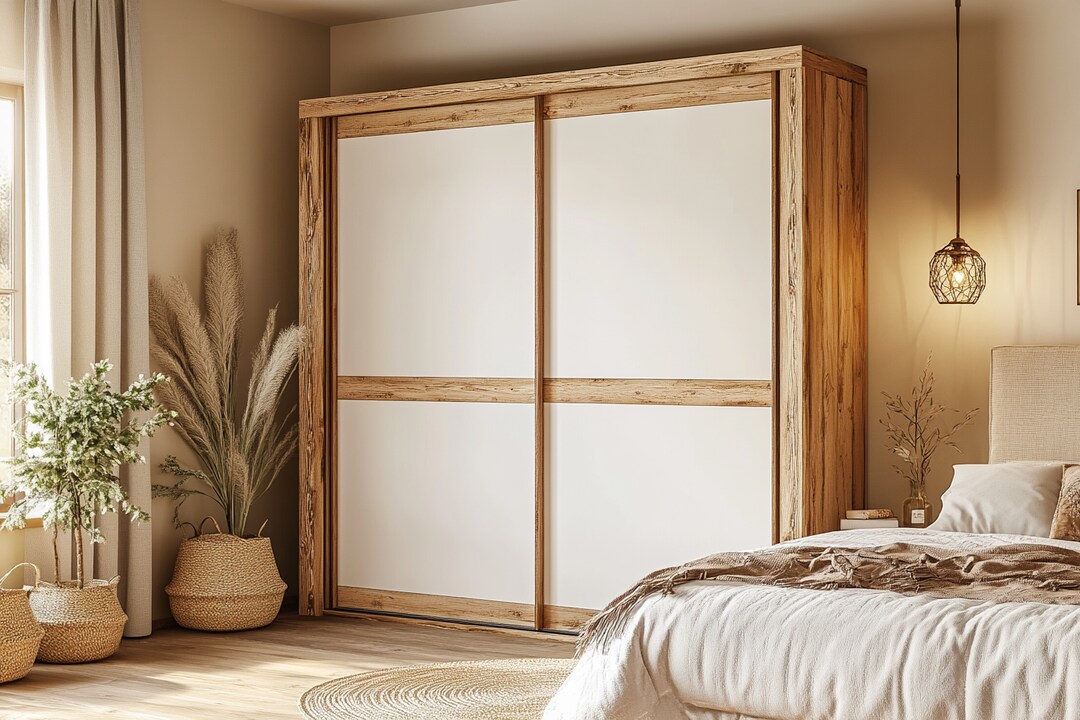 Rustic Style Wardrobe Rustic 2-Door Frosty White Bedroom Sliding Wardrobe Design
