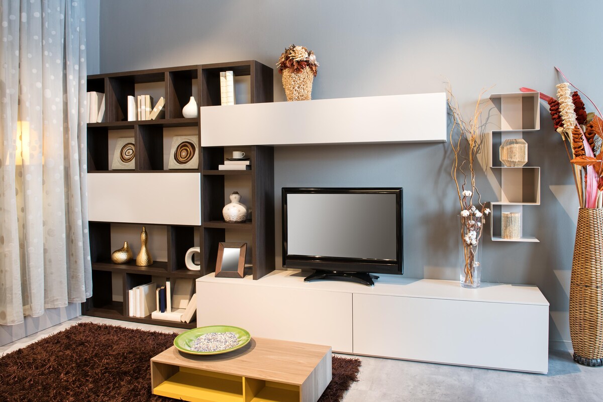Living Room Design With Utilitarian Television Unit Living Room Design With Utilitarian Television Unit