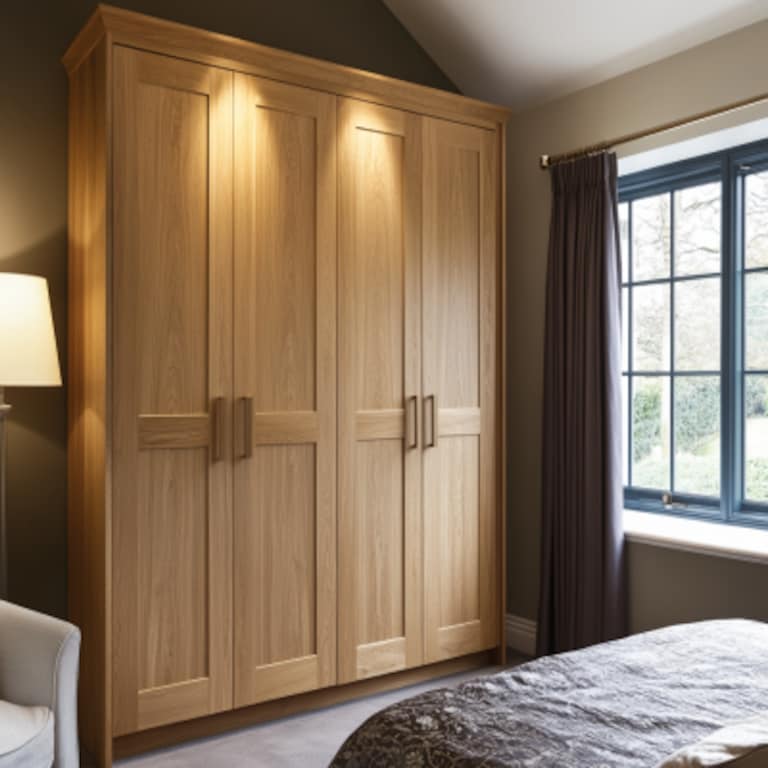 Modern 4 Door Oak Endgrain Swing Wardrobe Design