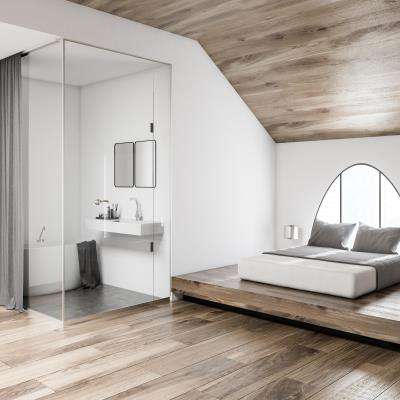 Unique Master Bedroom with Open Bathroom