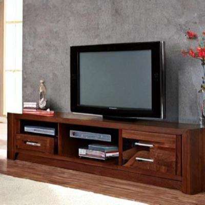 Classic TV Unit Design in Brown Laminate with Open Shelves
