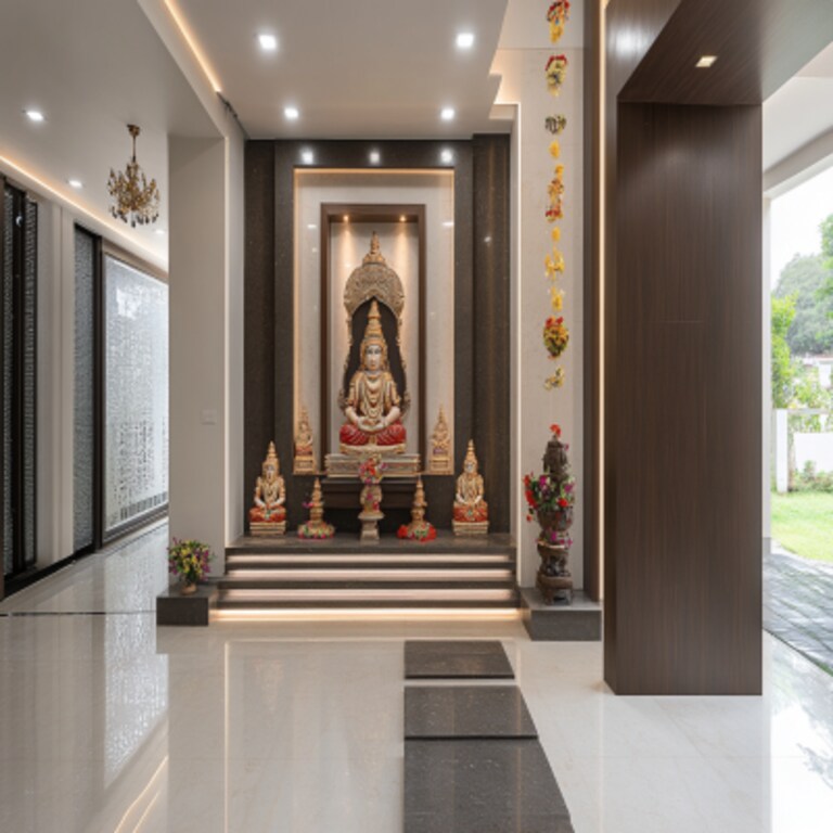 Contemporary Floor-Mounted Mandir Design