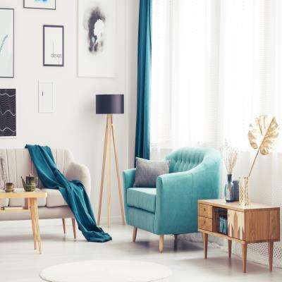 Beige and Blue Living Room