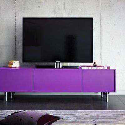 Industrial TV Unit Design in Purple Laminate