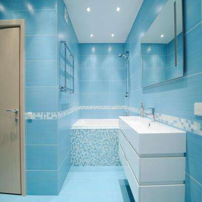 Contemporary Bathroom Design with Blue Flooring