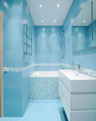 Contemporary Bathroom Design with Blue Flooring