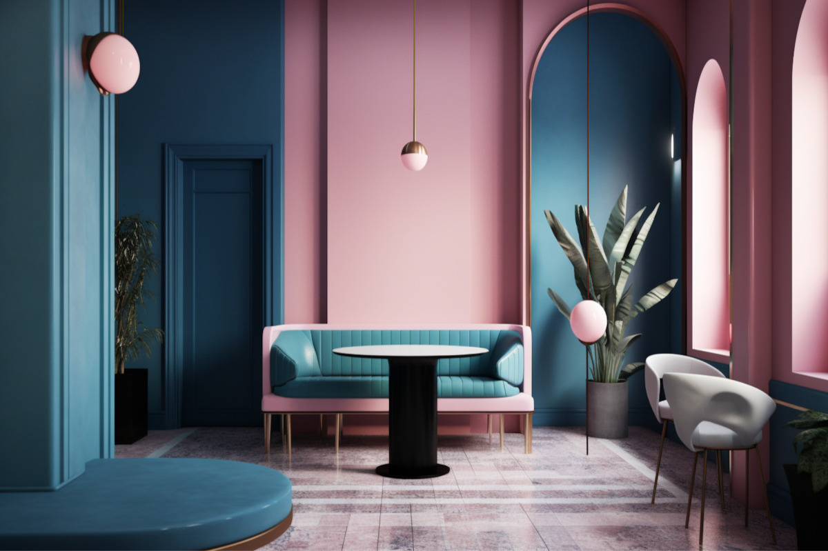 Modern Pink and Blue Wall Paint Design