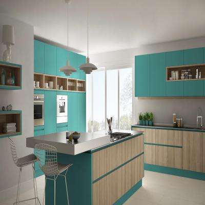 Leisure Palette of a Turquoise Blue Modular Kitchen
