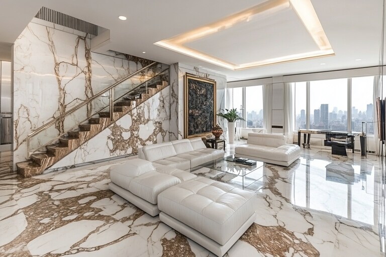 Rectangular Marble Living Room Tile Design For Walls