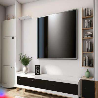 Stylish TV Unit Design in White Laminate