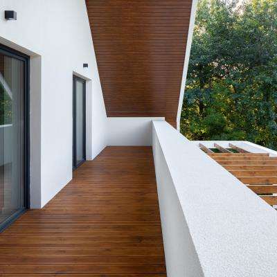 Elegant Balcony Design with Wooden Flooring