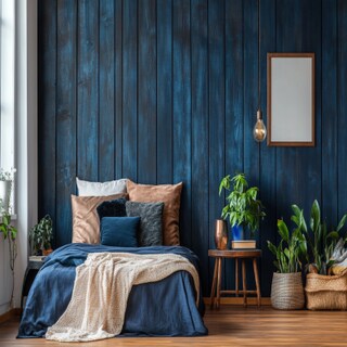 Customisable Dark Blue Rustic Wall Paint Design