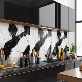 Modern Black And White Square Kitchen Tile Design