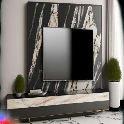 Modern TV Unit Design with Elegant Marble Panel