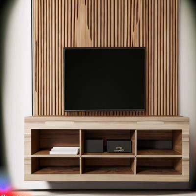 Modern Floating TV Unit Design with Wooden Wall
