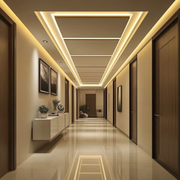 POP Contemporary Rectangular Parallel False Ceiling Design