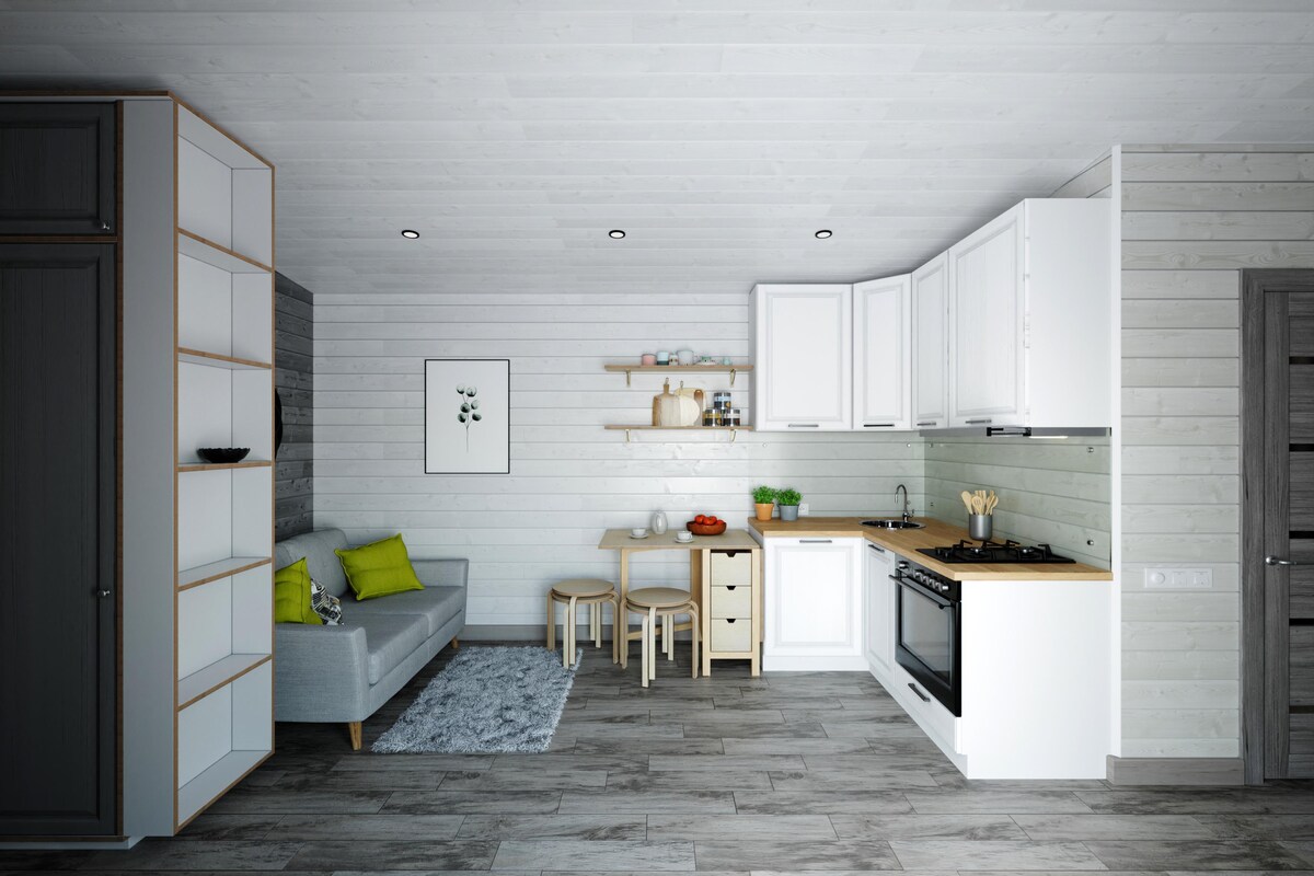 Small Modular Kitchen Design with White and Grey Hues Small Modular Kitchen Design with White and Grey Hues