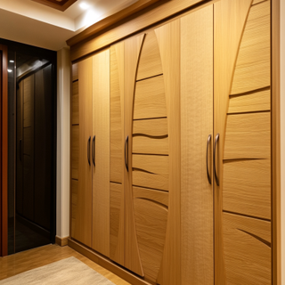 Modern 5-Door Door Wooden Swing Wardrobe Design