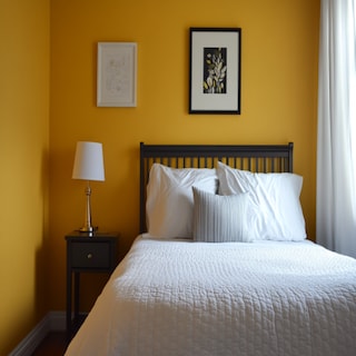 Modern Golden Yellow Bedroom Wallpaint Design