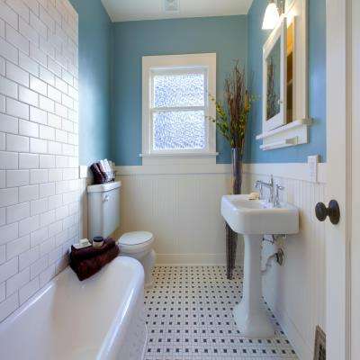 Modern Blue and Beige Bathroom Design