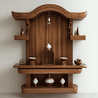 Modern Cresent Acacia Wall Mounted Pooja Unit Design