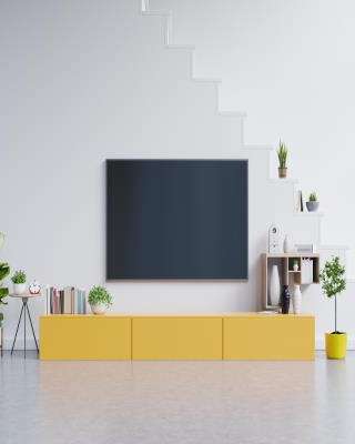Modern TV Unit Design in Yellow