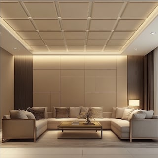 Modern Simple POP Design With Beige 3D Rectangular Panels