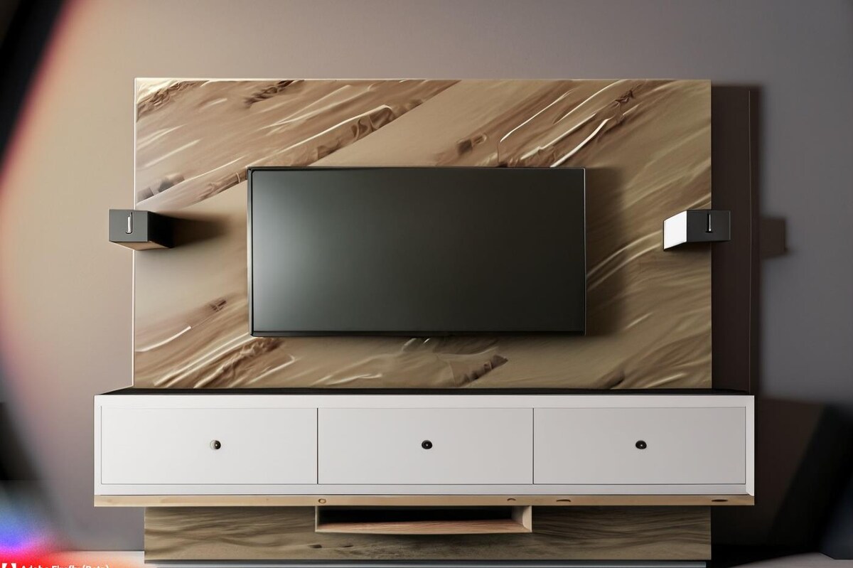 Modern Wall-Mounted TV Unit with Textured Back Panel Modern Wall-Mounted TV Unit with Textured Back Panel
