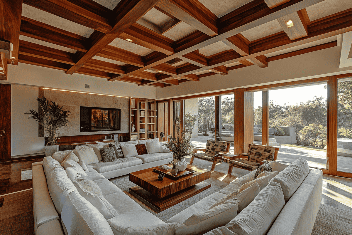 Gypsum and Wood Contemporary False Ceiling Design