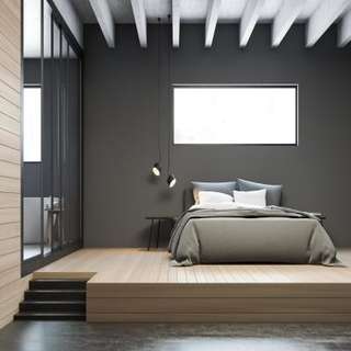 Master Bedroom Design with Window behind Bed