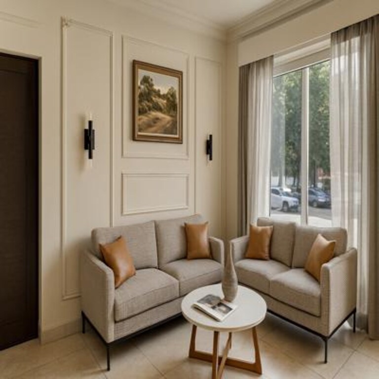 Medium Traditional Beige Living Room Design with Soft Neutral Tones