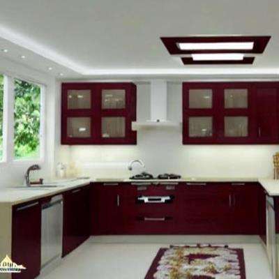 C Shaped Small Kitchen False Ceiling Design