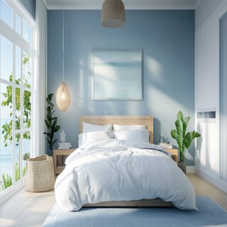 Coastal Blue Bedroom Wall Paint Design