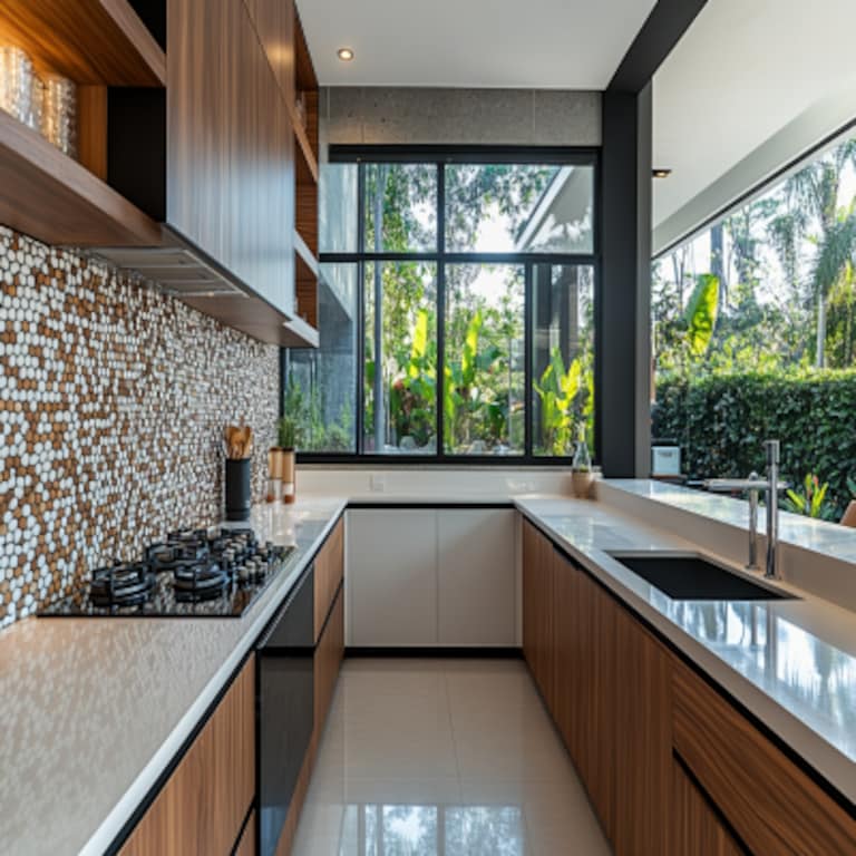 Contemporary Porcelain Multicoloured Square Kitchen Tile Design