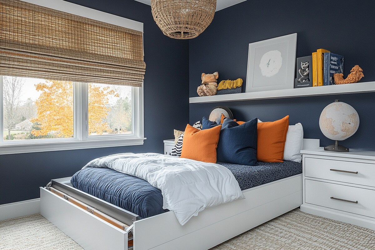 Contemporary Kids Bedroom Design with a Pull Out Trundle Bed