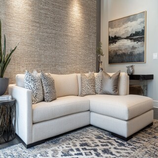 Modern Living Room Design with L-shape Sofa and Textured Wall