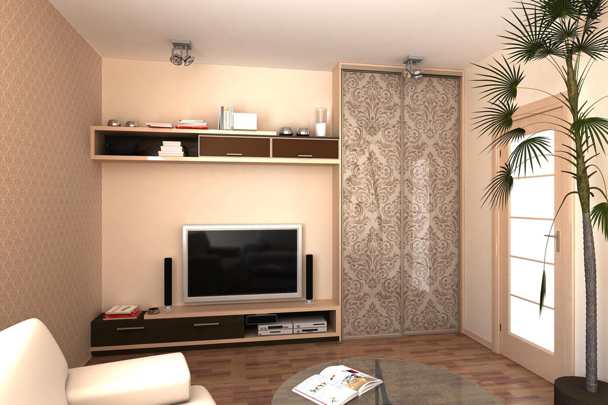 Matte Finished Rustic Laminate TV Unit Design Matte Finished Rustic Laminate TV Unit Design